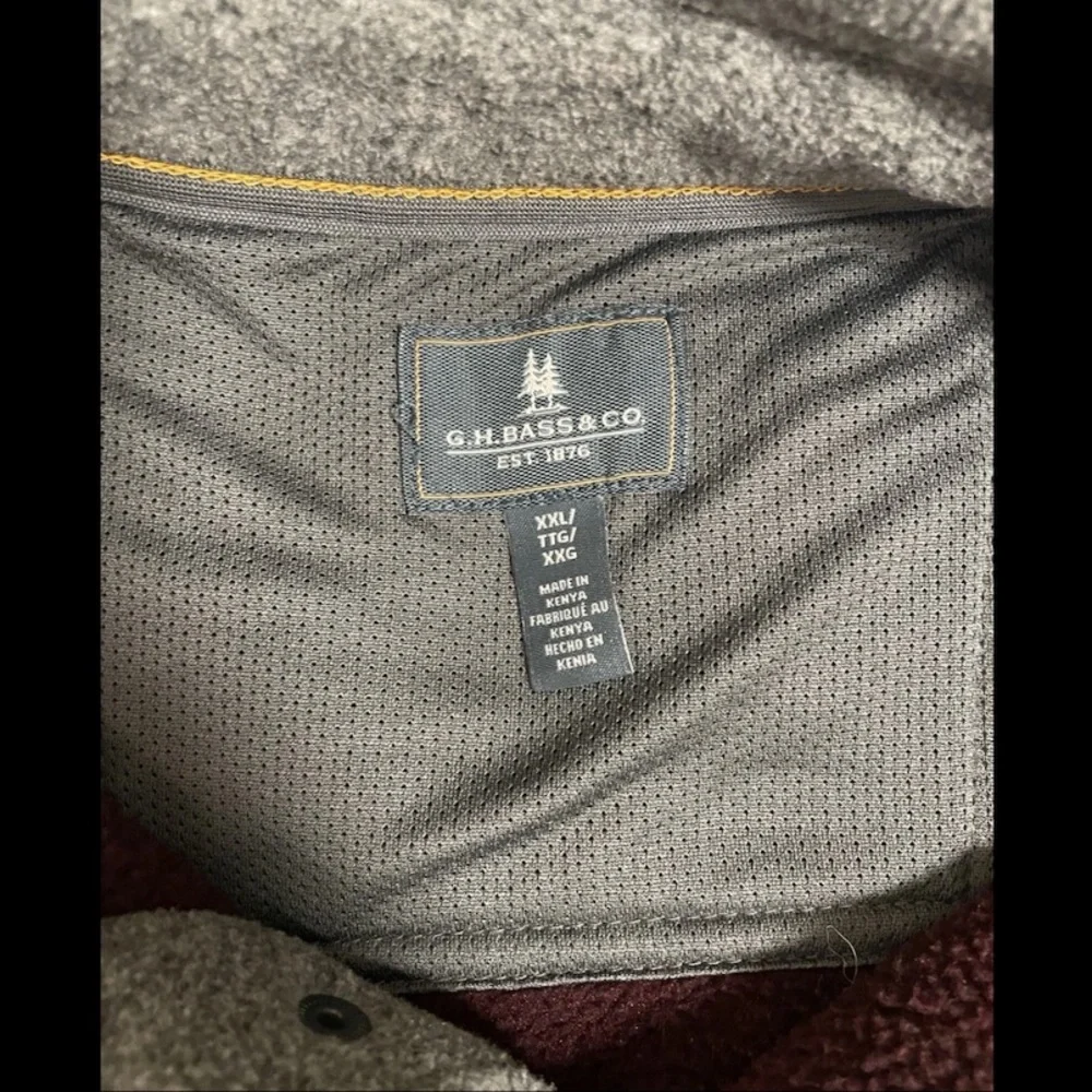 GH Bass And Co Mens XXL Pullover Fleece 3 Button Front Soft Long Sleeve Burgundy